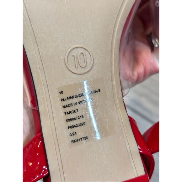 A New Day Eleanor Heart Slingback Kitten Red Heels Size 10 - Picture 11 of 11
